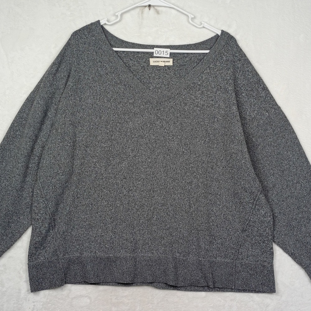 Lucky‎ Brand Mens XL Gray Heather V-Neck Knit Sweater Long Sleeve Relaxed Fit